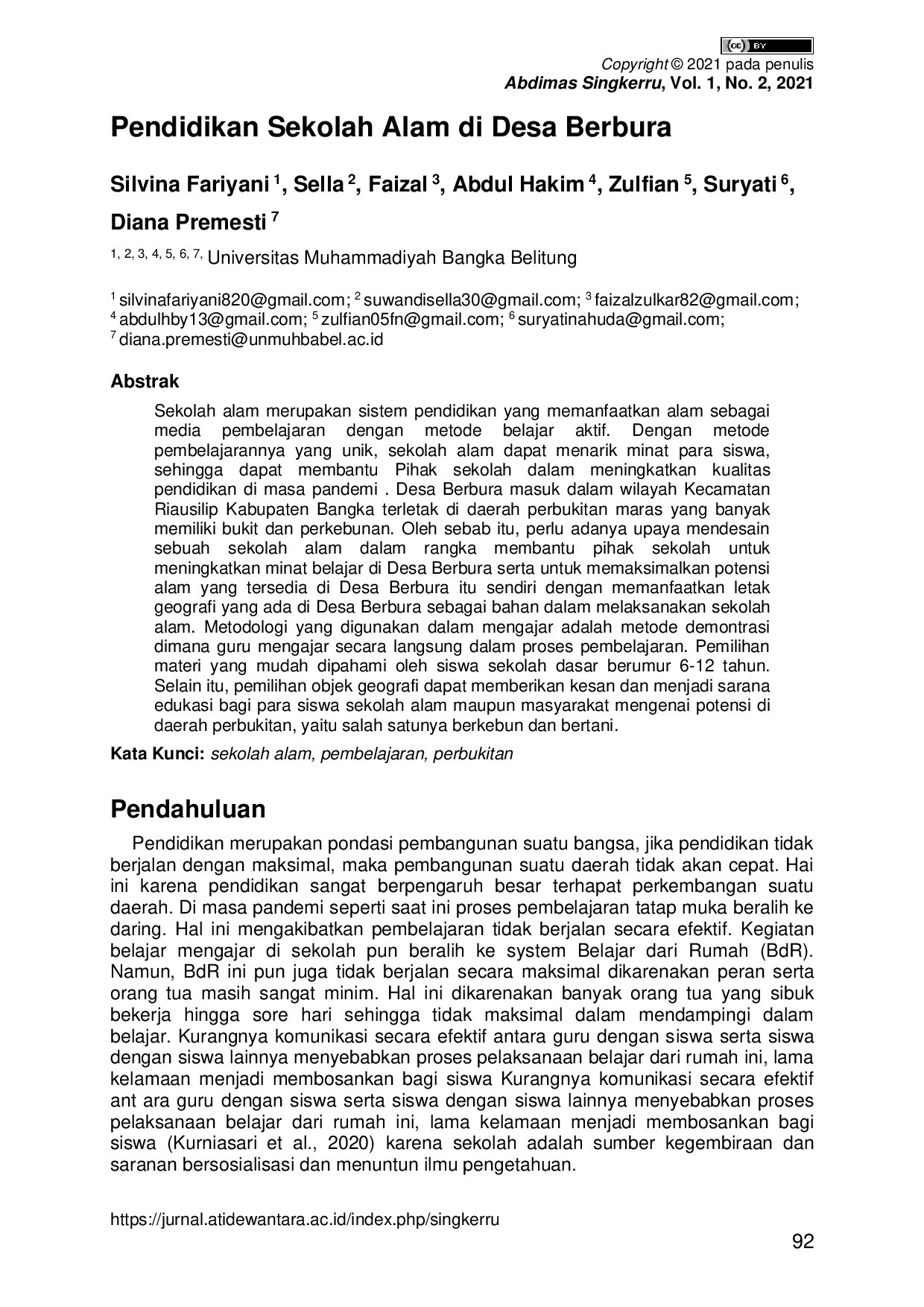 JURIS Pendidikan Sekolah Alam di Desa Berbura