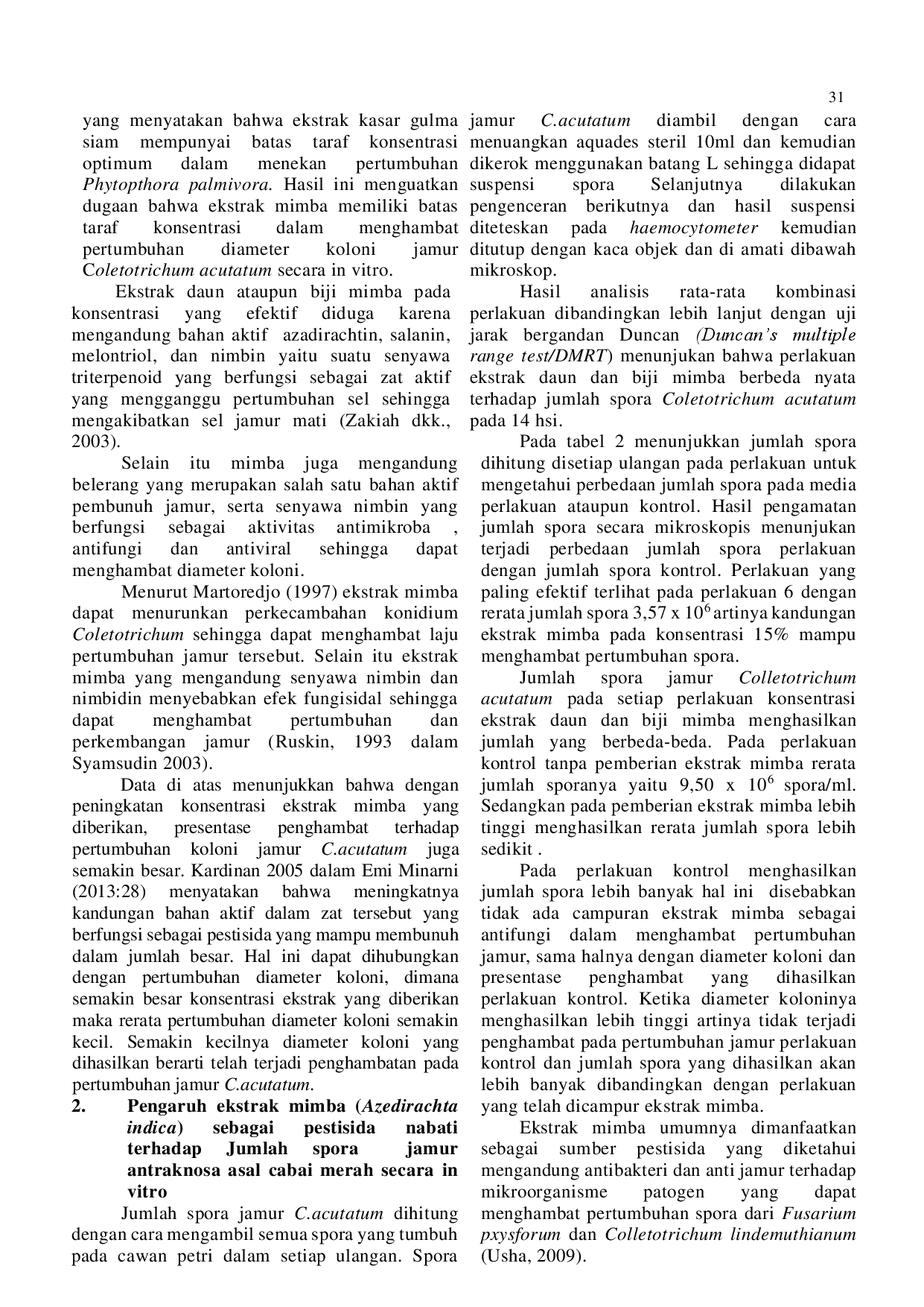 JURIS PENGARUH EKSTRAK MIMBA Azedirachta indica SEBAGAI PESTISIDA NABATI TERHADAP JAMUR ANTRAKNOSA ASAL CABAI MERAH SECARA IN VITRO