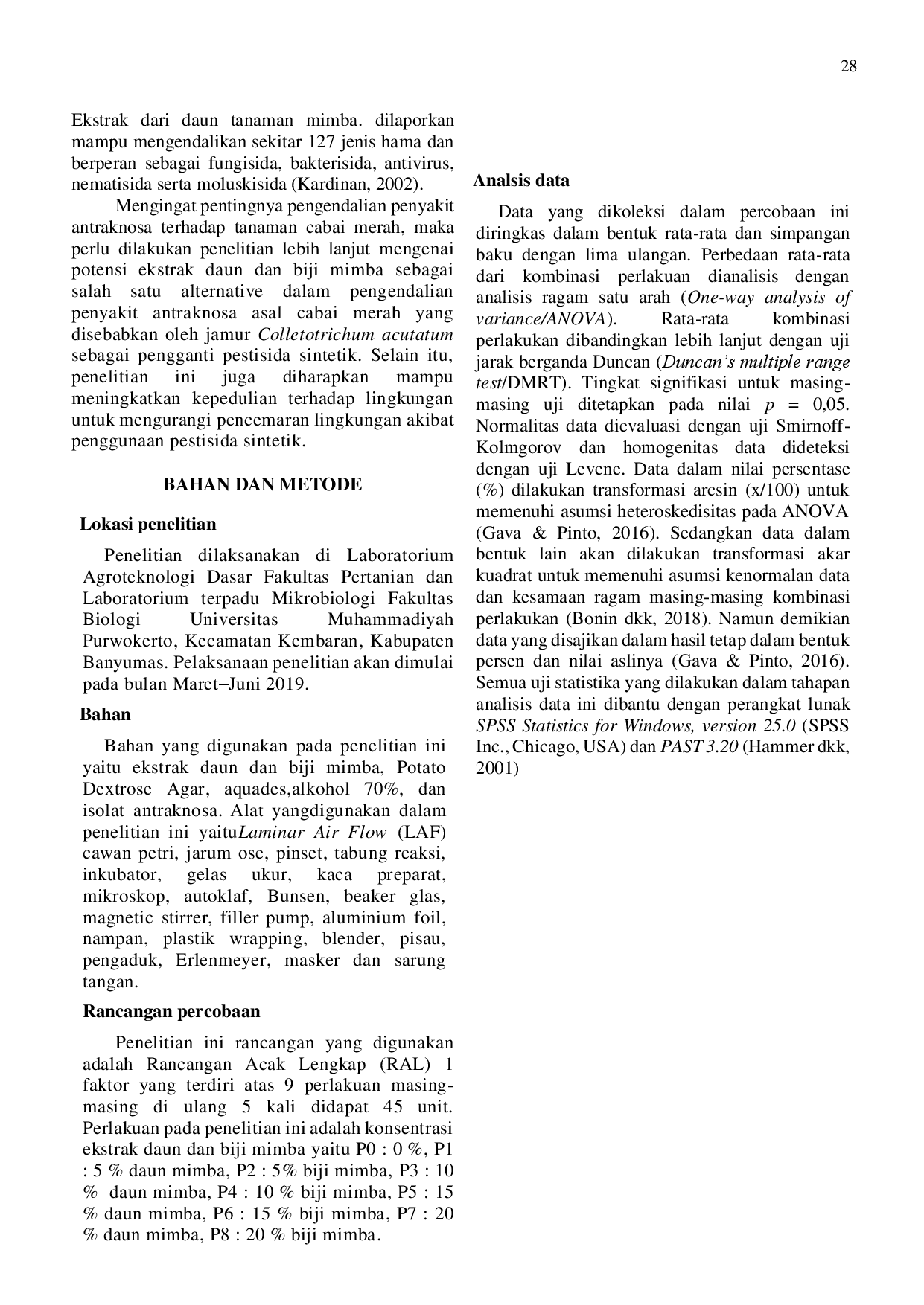 JURIS PENGARUH EKSTRAK MIMBA Azedirachta indica SEBAGAI PESTISIDA NABATI TERHADAP JAMUR ANTRAKNOSA ASAL CABAI MERAH SECARA IN VITRO