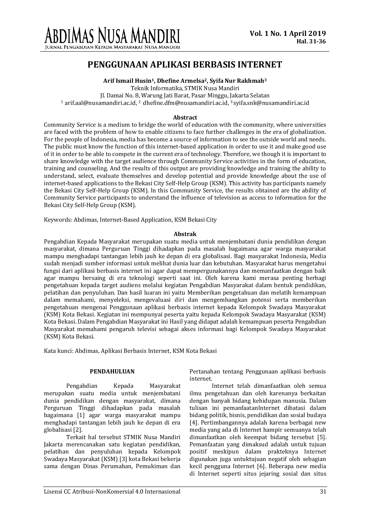 JURIS Penggunaan Aplikasi Berbasis Internet