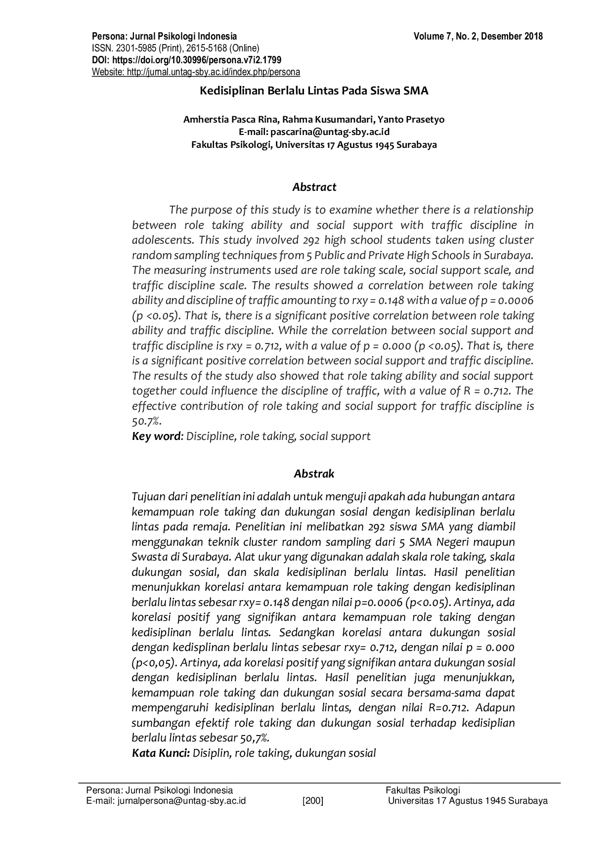 JURIS Retracted Kedisiplinan Berlalu Lintas Pada Siswa SMA