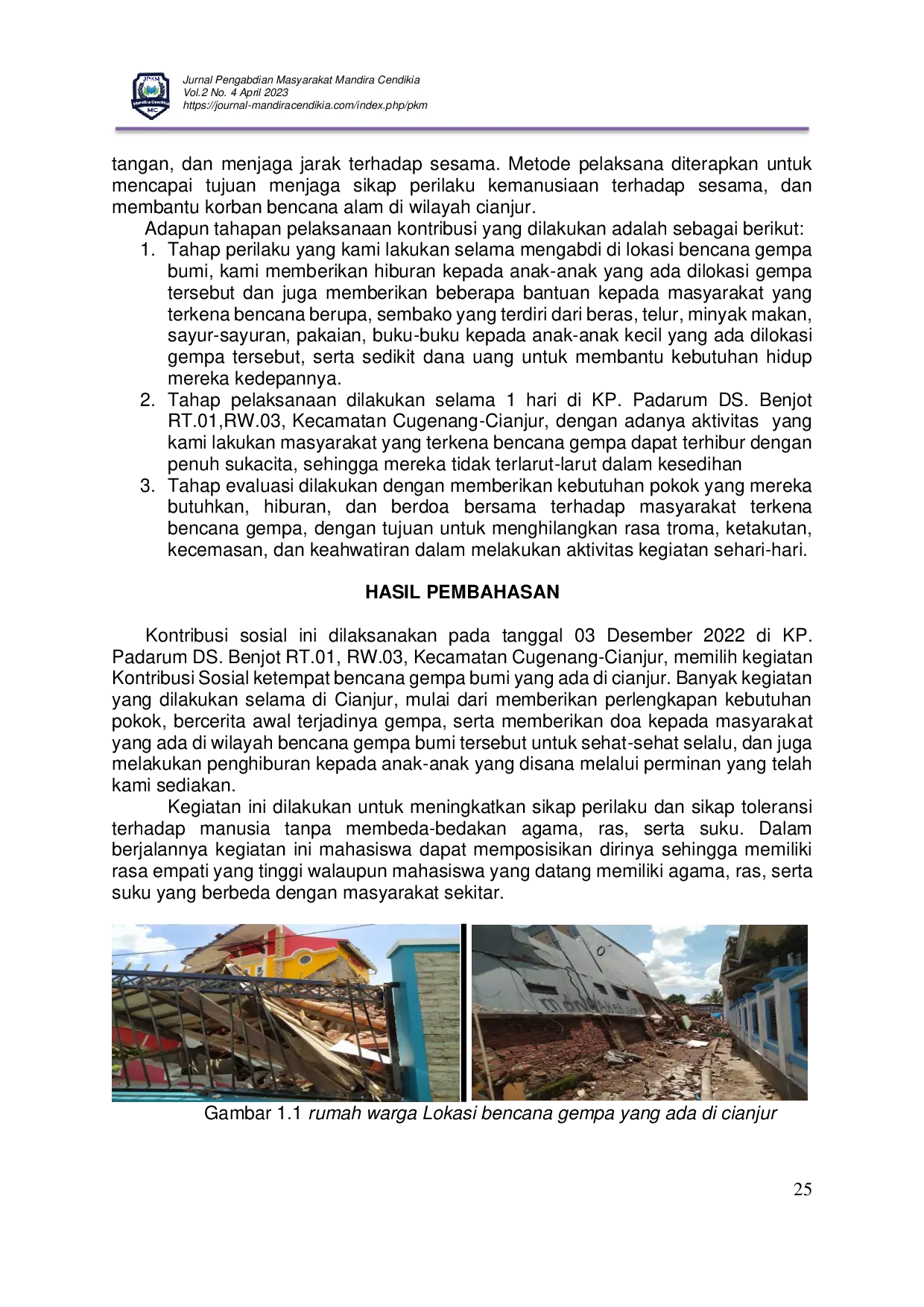 JURIS Kegiatan Kontribusi Sosial Mahasiswa Peserta PMM 2 Inbound Institut Pendidikan Indonesia di Kabupaten Cianjur