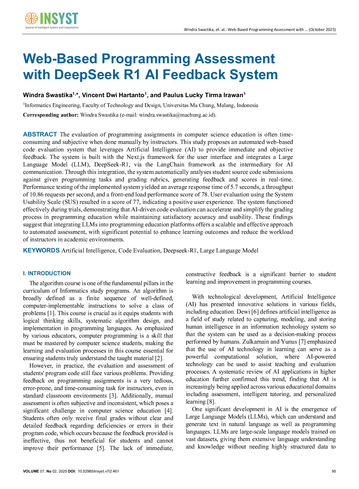 JURIS Web Based Programming Assessment with DeepSeek R1 AI Feedback System