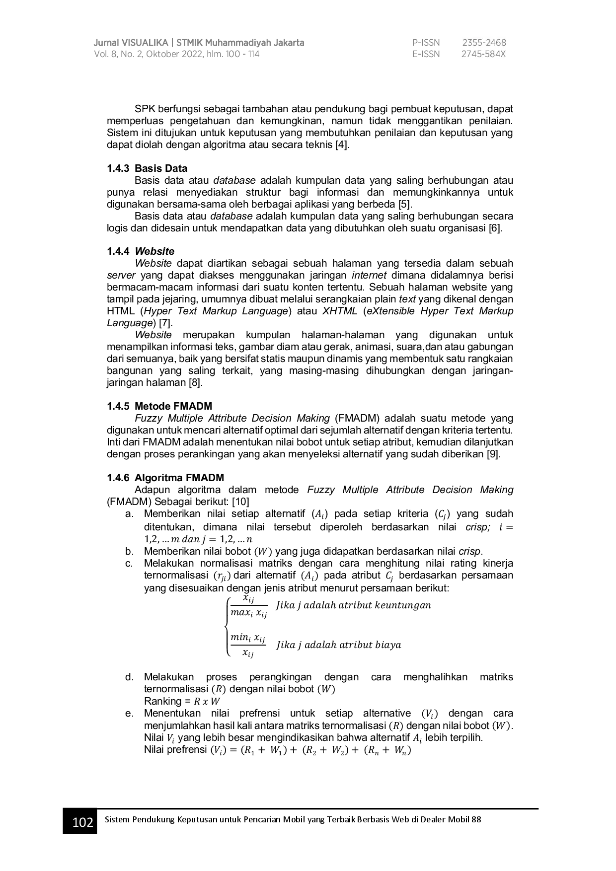 juris Sistem Pendukung Keputusan Untuk Pencarian Mobil Yang Terbaik Berbasis Web Di Dealer Mobil 88