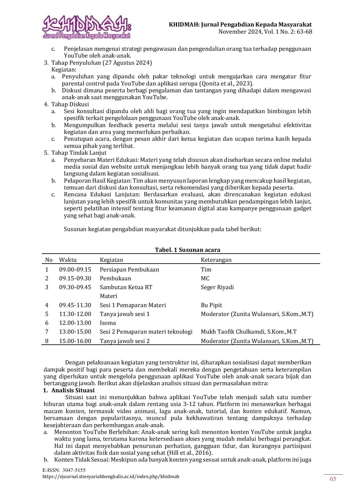 JURIS Sosialisasi Pengaruh Aplikasi Youtube Terhadap Kondisi Anak Usia 3 12 Tahun