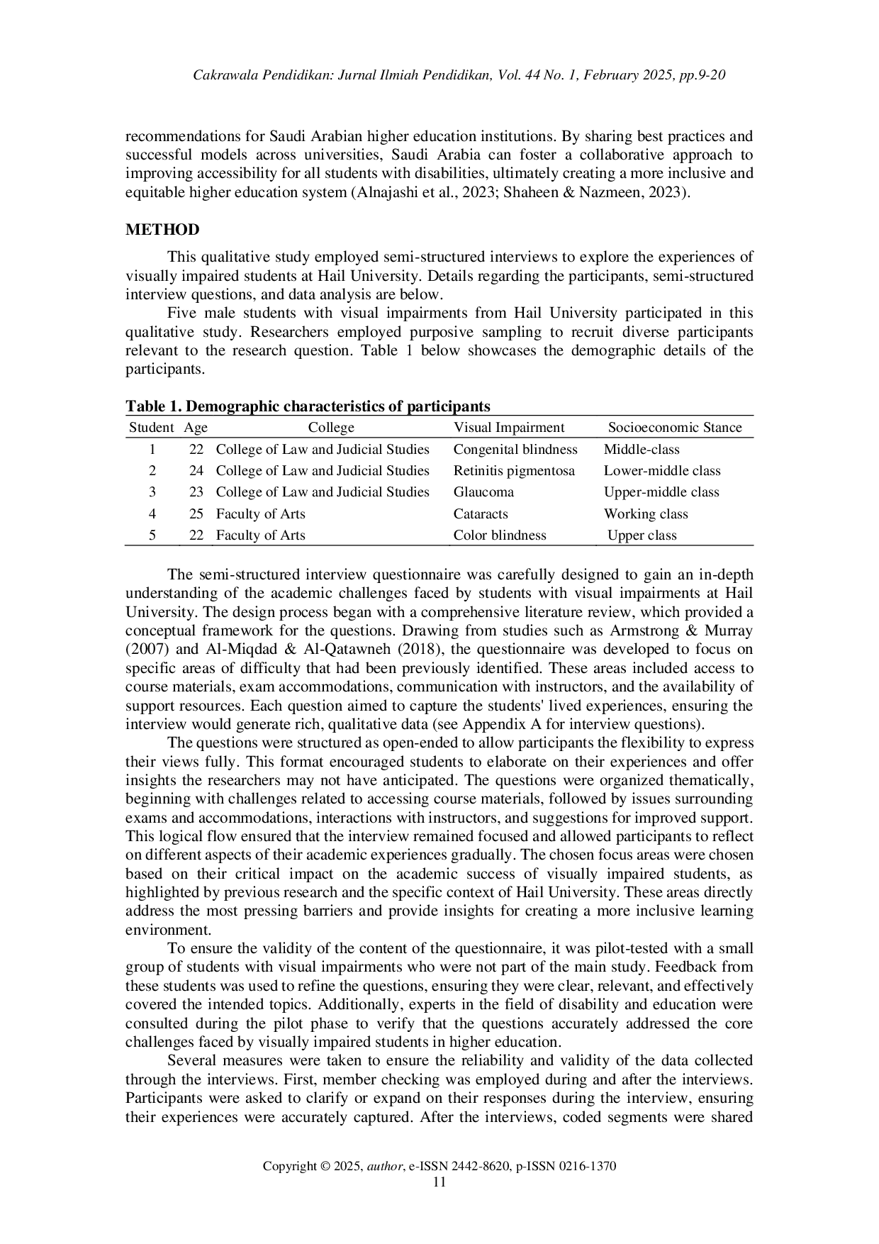 juris Academic challenges of visually impaired students at Hail University