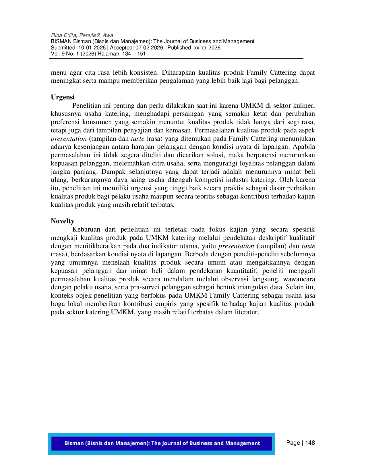 JURIS Analisis Kualitas Produk pada UMKM Family Cattering Bogor dalam Meningkatkan Daya Saing