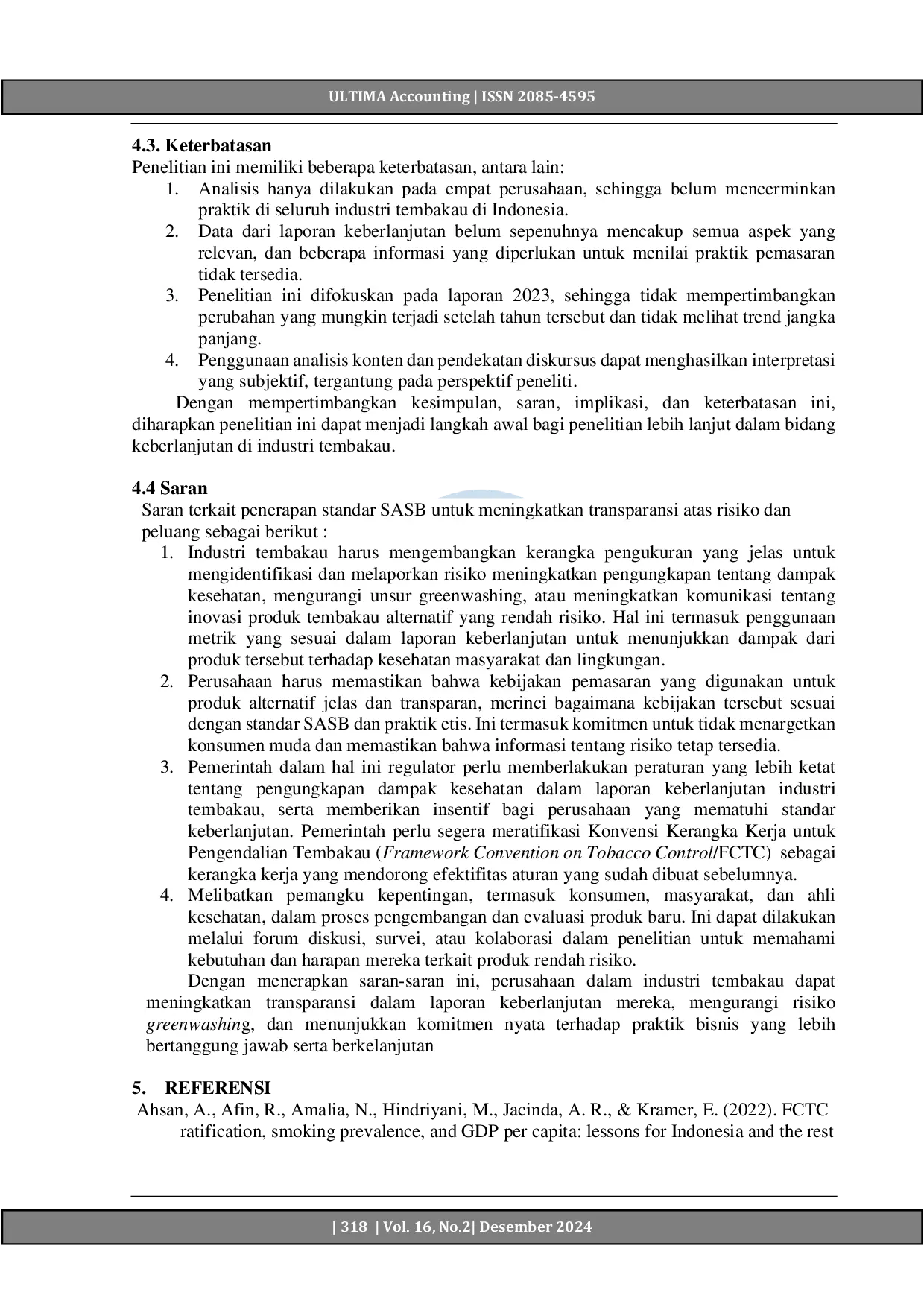 JURIS Sustainability Report Industri Tembakau di Indonesia Penerapan SASB Standards dan Implikasinya