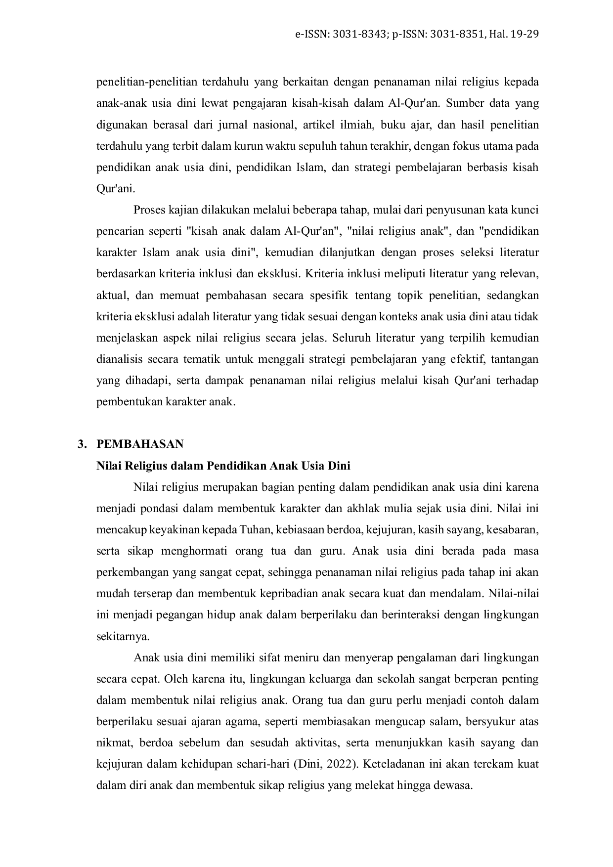 JURIS Menanamkan Nilai Religius Anak Usia Dini dengan Pembelajaran Kisah Anak dalam Al Quran