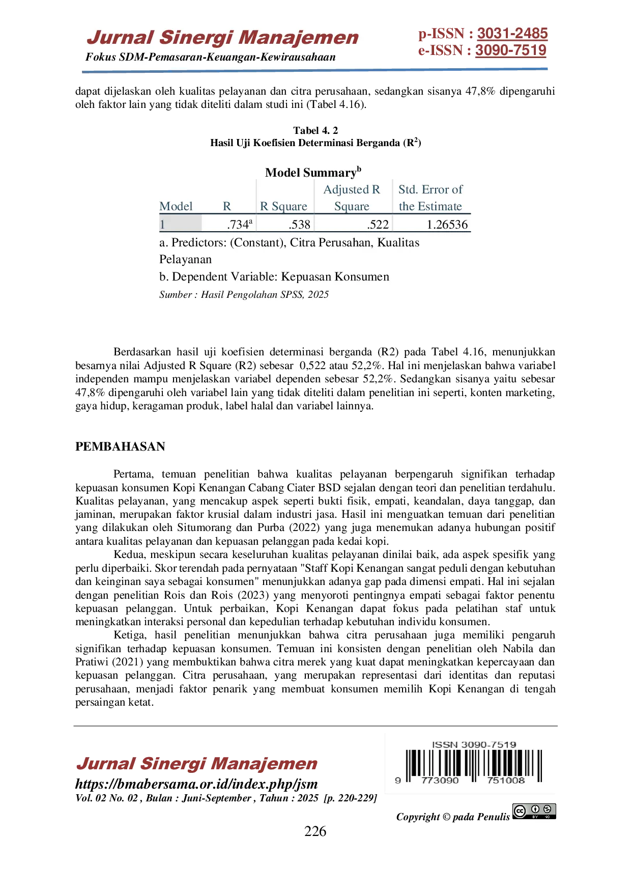 JURIS Pengaruh Kualitas Pelayanan Dan Citra Perusahaan Terhadap Kepuasan Konsumen Pada Kopi Kenangan Cabang Ciater Bsd