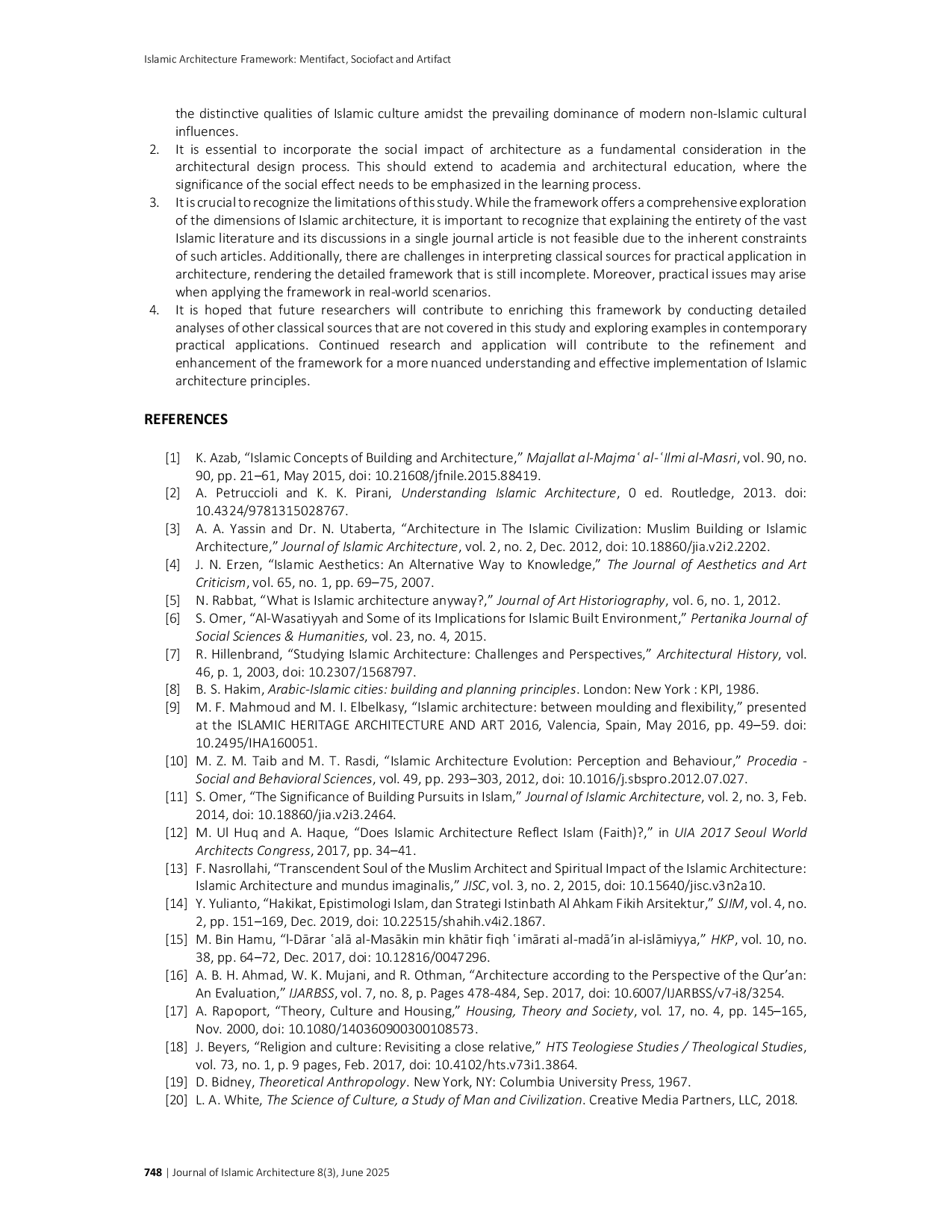 JURIS Islamic Architecture Framework Mentifact Sociofact and Artifact