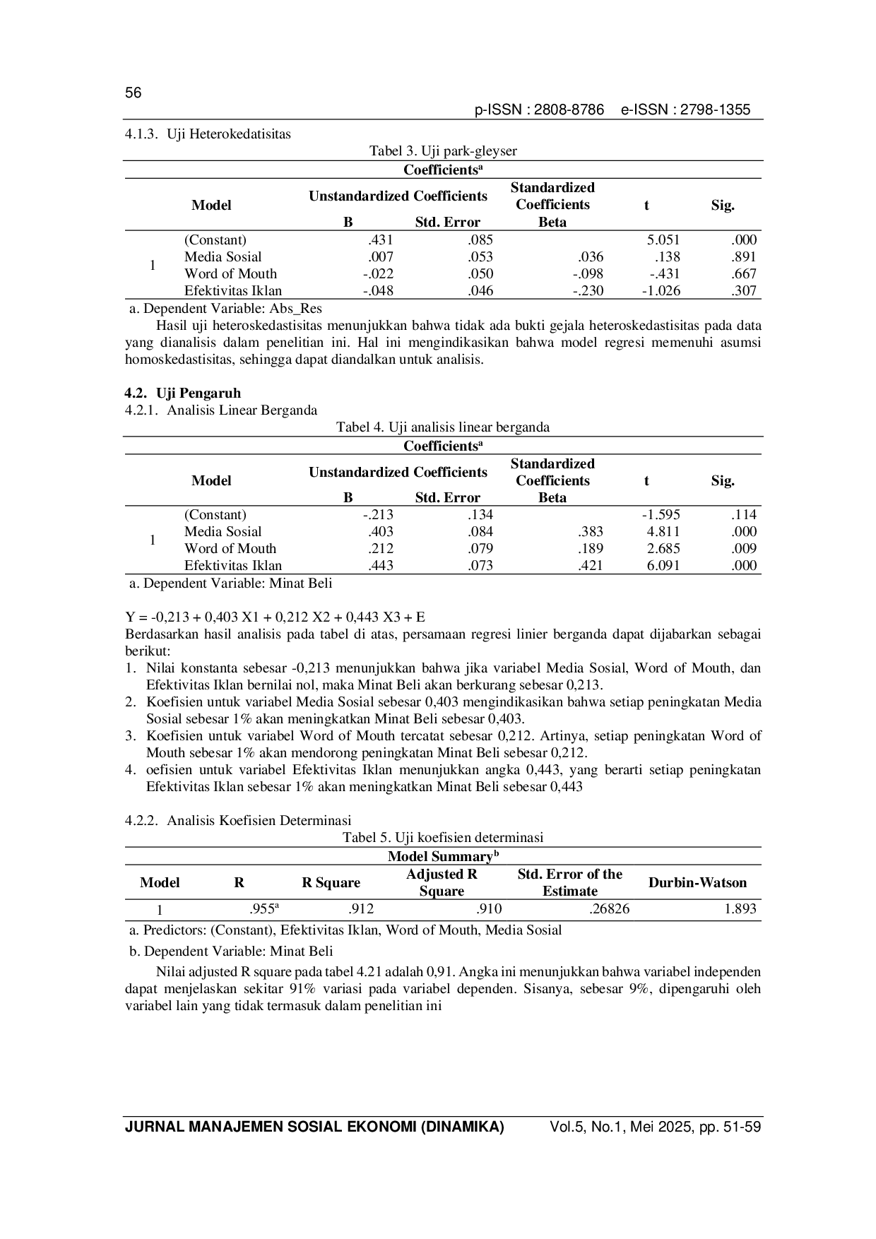 JURIS Pengaruh Media Sosial Word Of Mouth Dan Efektivitas Iklan Terhadap Minat Beli Pada Teh Gelas Di Kota Batam