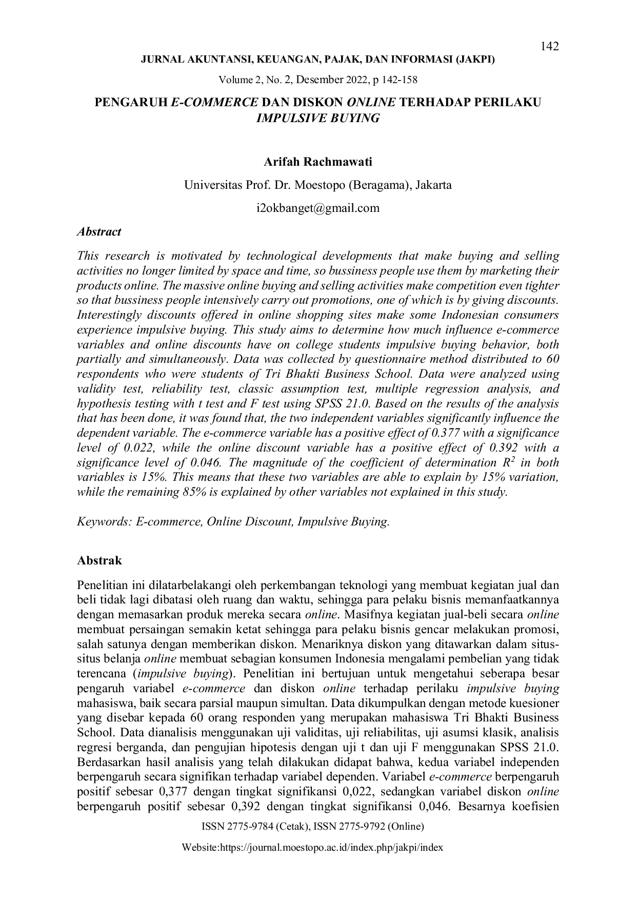 JURIS Pengaruh E Commerce Dan Diskon Online Terhadap Perilaku Impulsive Buying