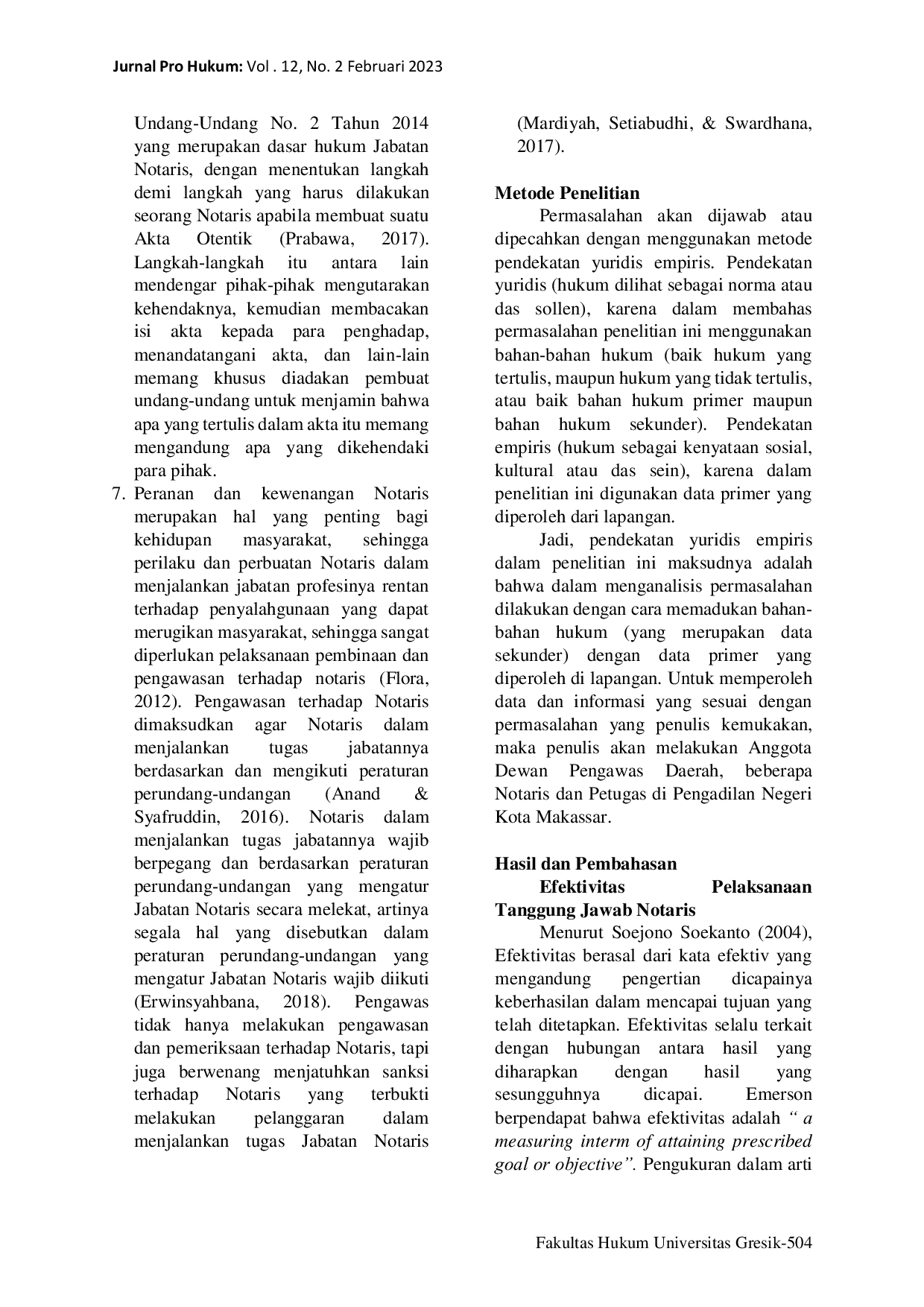 JURIS Efektivitas Pelaksanaan Tanggung Jawab Notaris