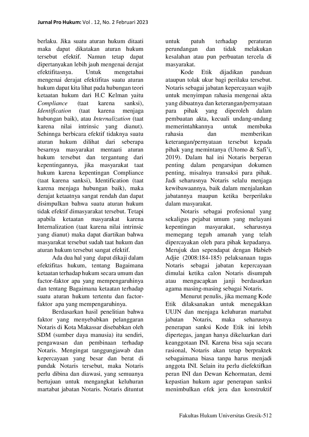 JURIS Efektivitas Pelaksanaan Tanggung Jawab Notaris