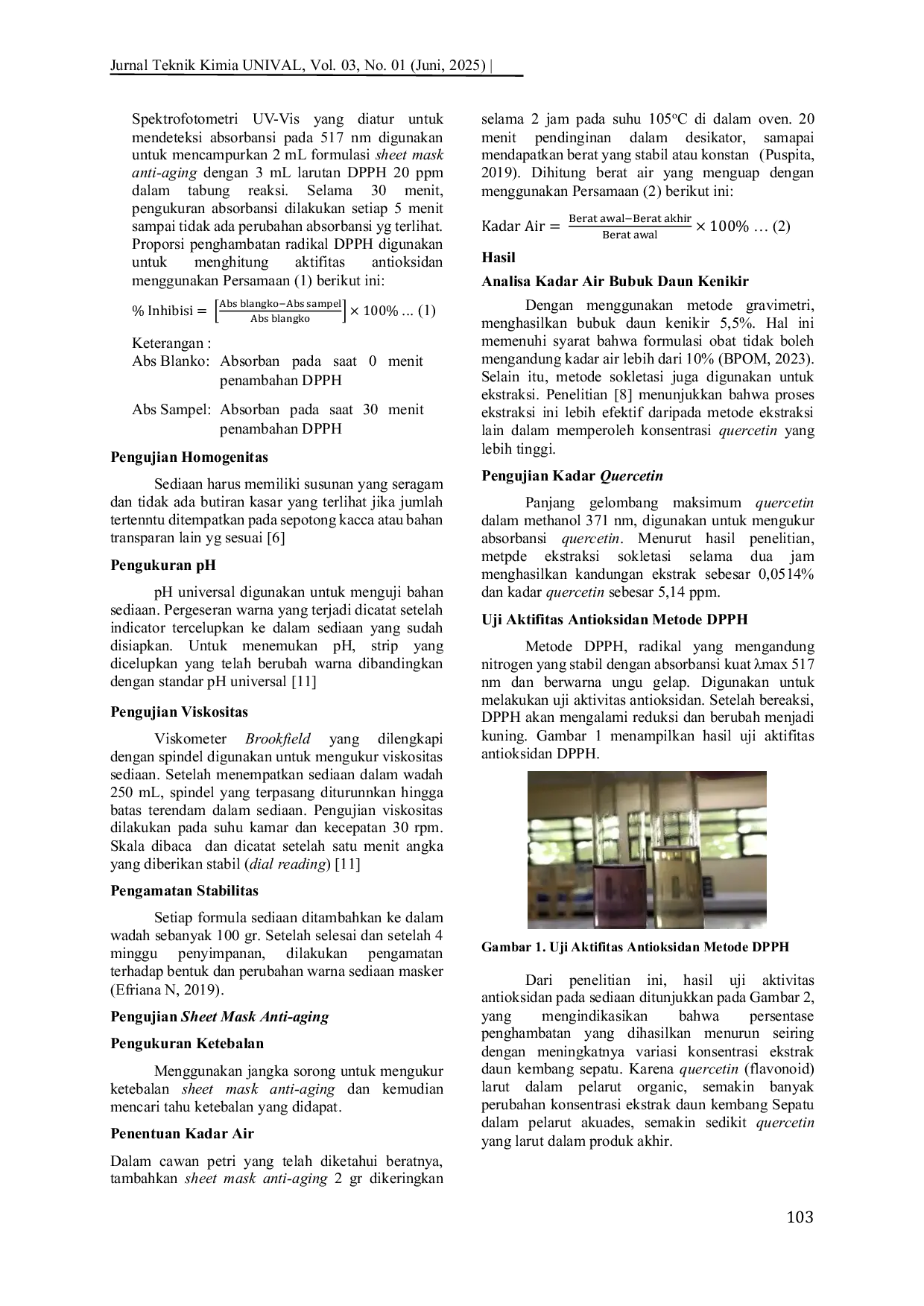 JURIS Pembuatan Sheet Mask Anti Aging dari Campuran Ekstrak Daun Kenikir dan Ekstrak Daun Kembang Sepatu