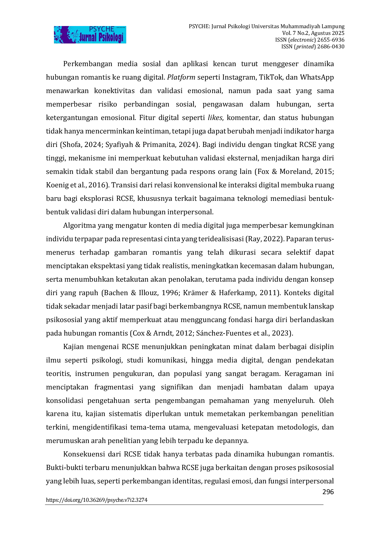 JURIS Ketika Self Esteem Bergantung Pada Cinta Sebuah Tinjauan Sistematis Tentang Relationship Contingent Self Esteem Di Era Digital