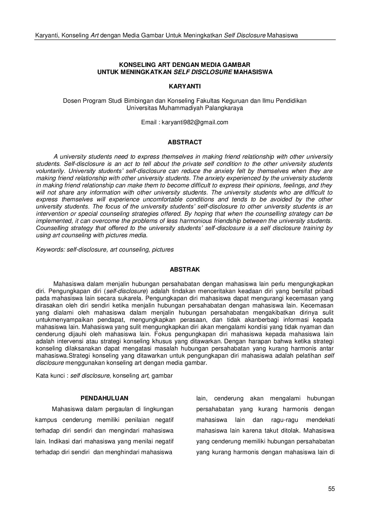 JURIS Konseling Art dengan Media Gambar untuk Meningkatkan Self Disclosure Mahasiswa