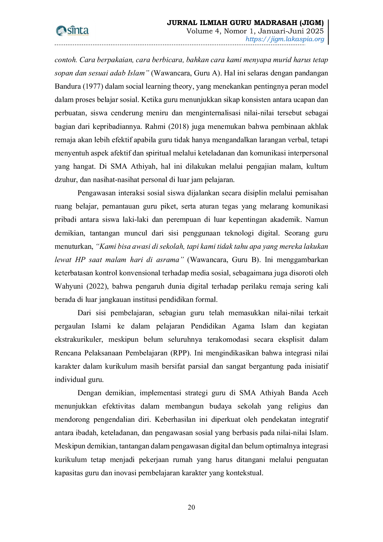 JURIS Strategi Guru dalam Mencegah Budaya Pacaran di Sekolah Berbasis Tahfiz Pendekatan Pendidikan Karakter Islami