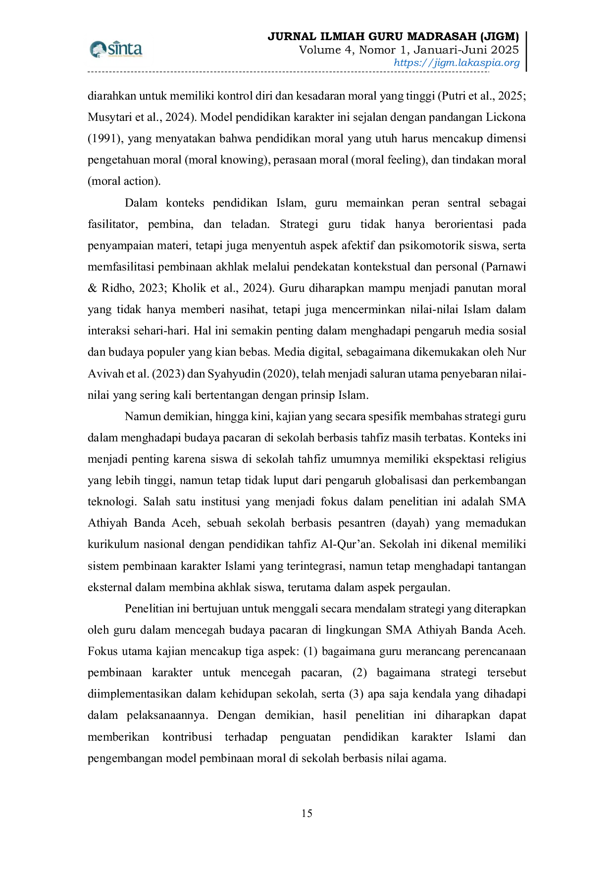 JURIS Strategi Guru dalam Mencegah Budaya Pacaran di Sekolah Berbasis Tahfiz Pendekatan Pendidikan Karakter Islami