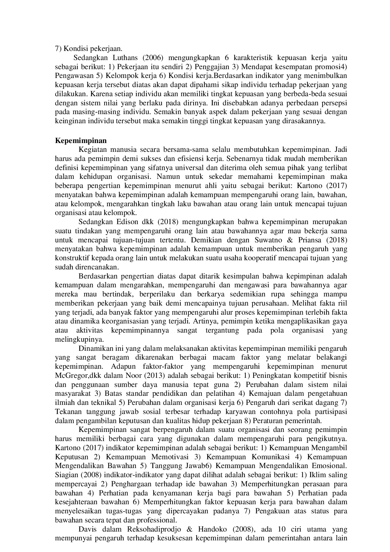 JURIS Pengaruh Kepemimpinan Terhadap Kepuasan Kerja Pegawai pada PT PLN Persero Sektor Bandar Lampung