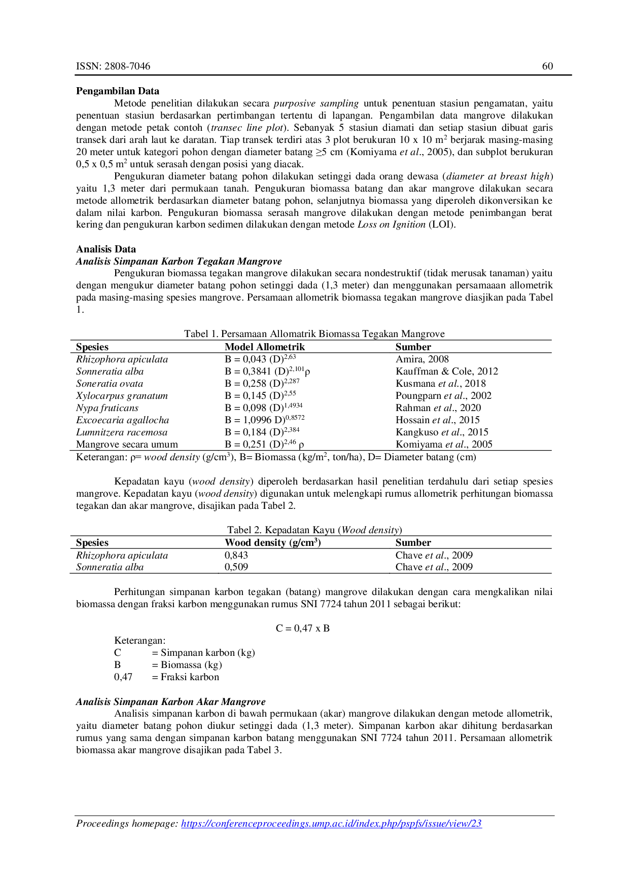 JURIS Estimasi Simpanan Karbon Hutan Mangrove di Pesisir Utara Pulau Cawan Indragiri Hilir