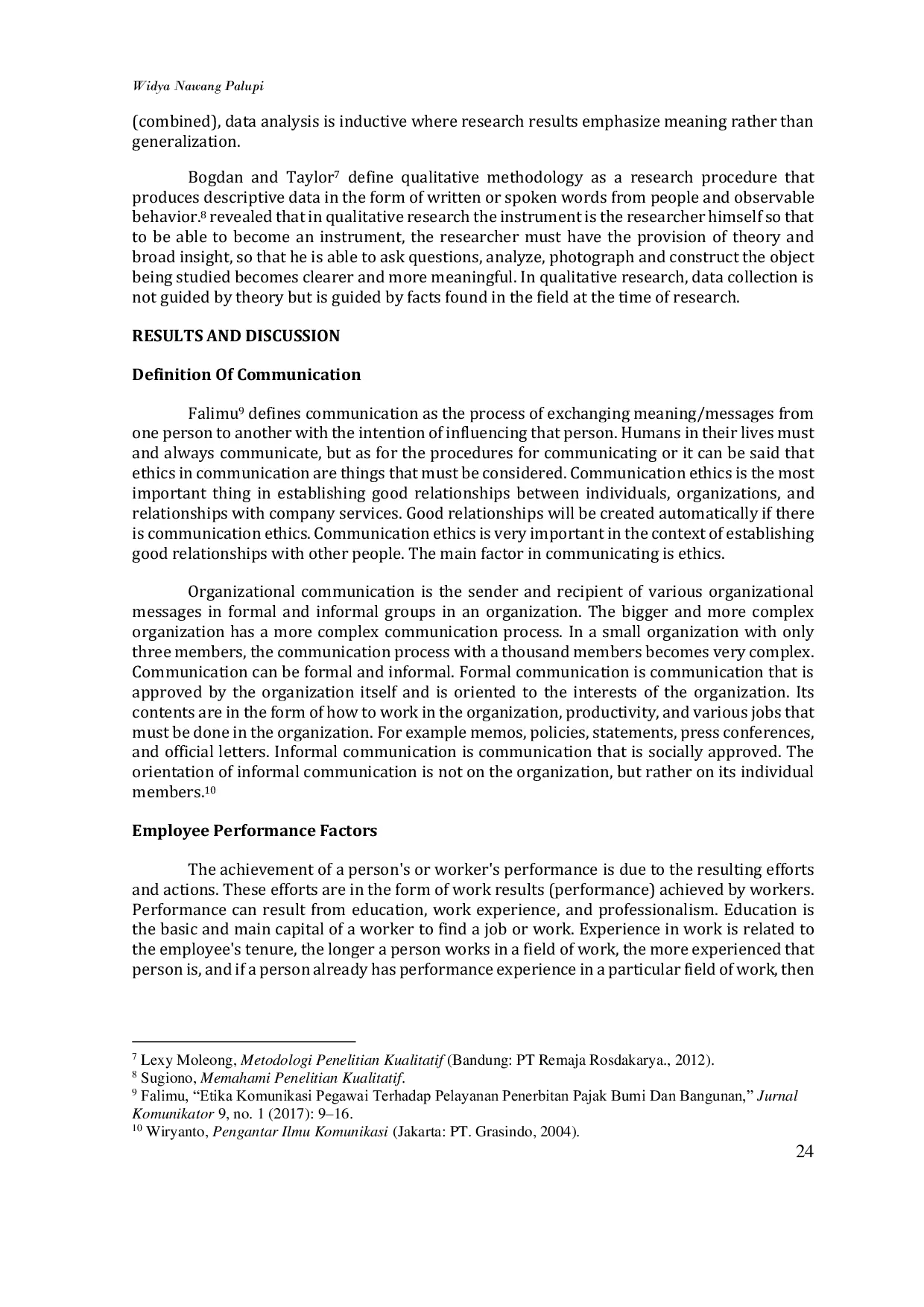 JURIS Analysis of The Effect of Communication on Employee Performance