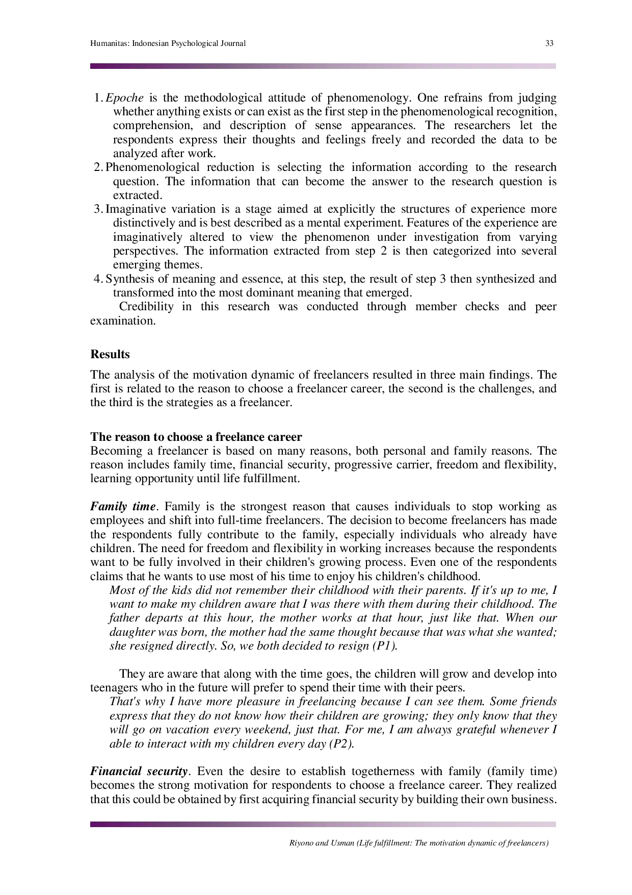 JURIS Life fulfillment The motivation dynamics of freelancers