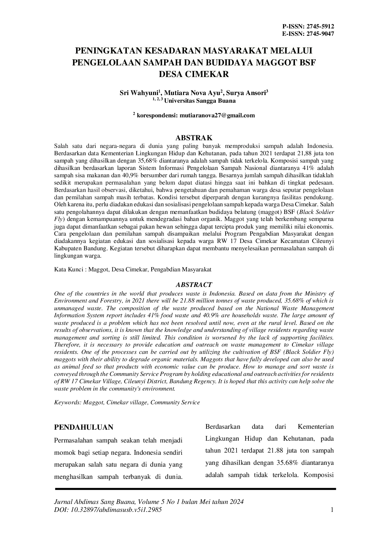 JURIS Peningkatan Kesadaran Masyarakat Melalui Pengelolaan Sampah Dan Budidaya Maggot BSF Desa Cimekar