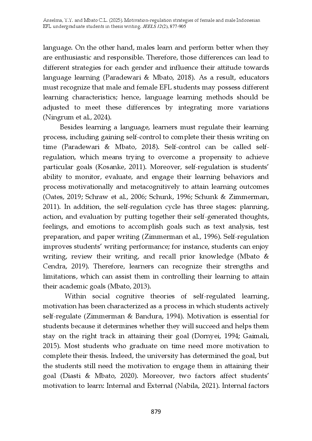 juris Motivation Regulation Strategies of Female and Male Indonesian EFL Undergraduate Students in Thesis Writing