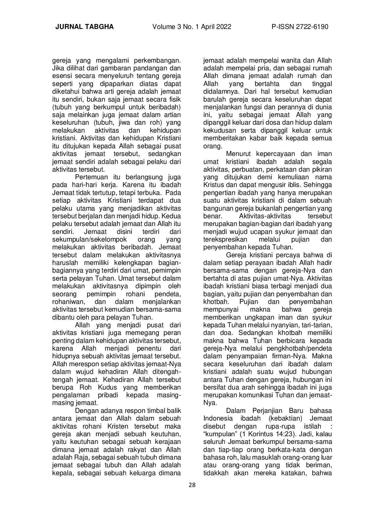 JURIS Pengaruh Khotbah AlkitabiaH Dari Pengkhotbah Terhadap Intensitas Beribadah