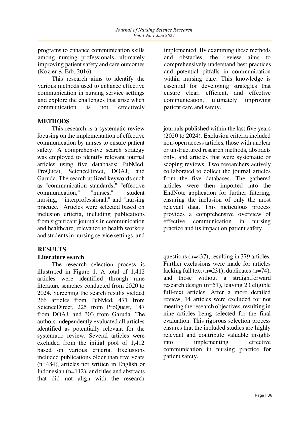 JURIS Effective Communication in Nursing A Comprehensive Systematic Review of Best Practices