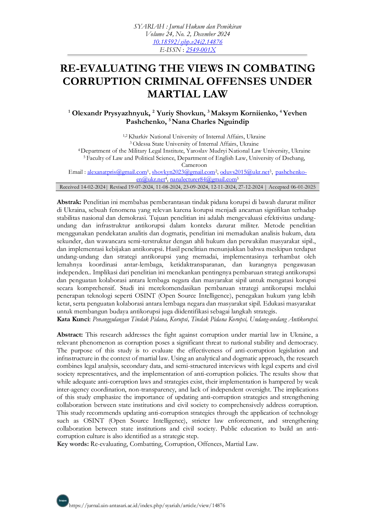 JURIS Mengevaluasi Kembali Pandangan dalam Pemberantasan Tindak Pidana Korupsi di Masa Darurat Militer