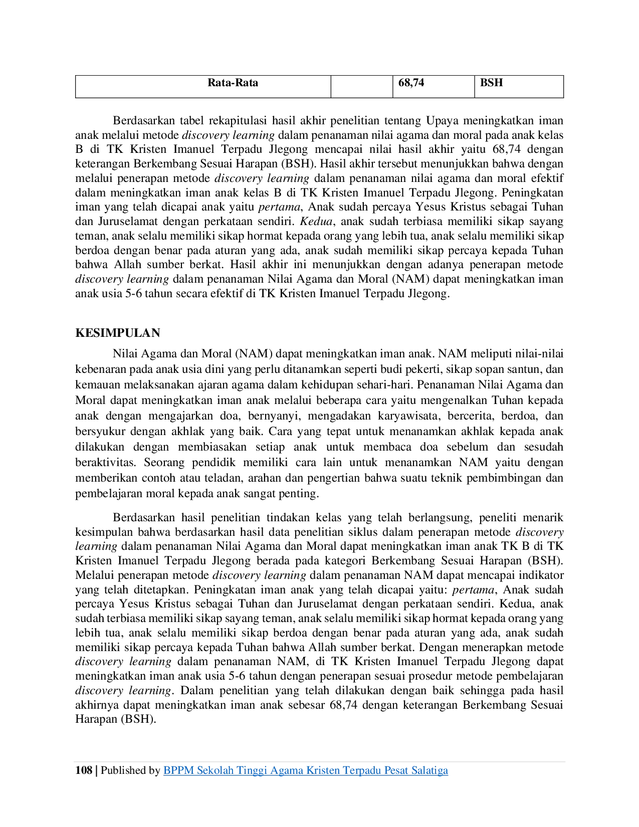 JURIS Penerapan Discovery Learning Dalam Penanaman Nilai Agama Dan Moral Sebagai Upaya Meningkatkan Iman Anak Usia 5 6 Tahun