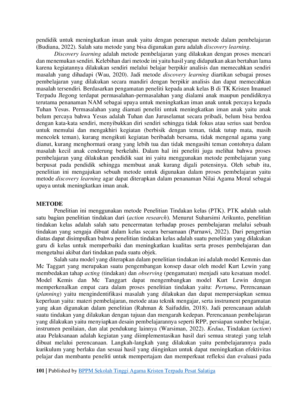 JURIS Penerapan Discovery Learning Dalam Penanaman Nilai Agama Dan Moral Sebagai Upaya Meningkatkan Iman Anak Usia 5 6 Tahun