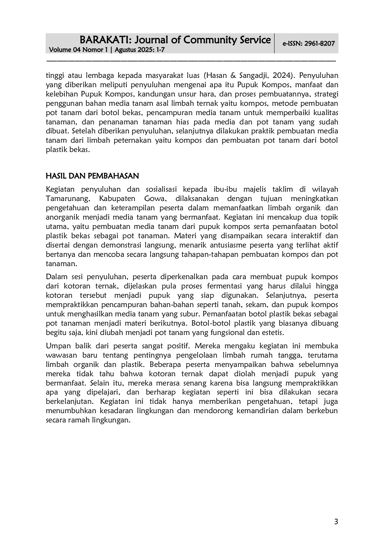 JURIS Penyuluhan Pengolahan Limbah Peternakan dan Industri untuk Mereduksi Pencemaran Lingkungan