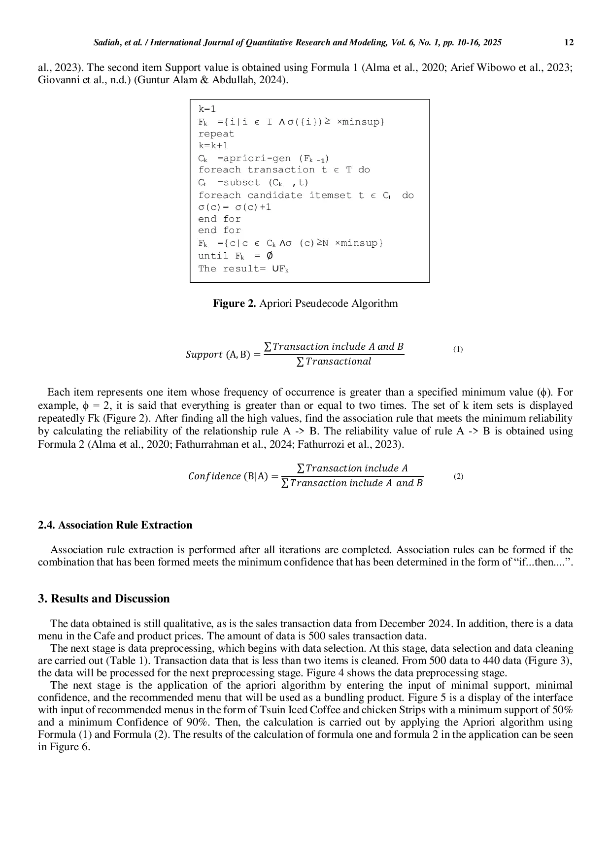 JURIS Implementation of The Apriori Algorithm on X Cafe Sales Transactions for Product Bundling Package Recommendations