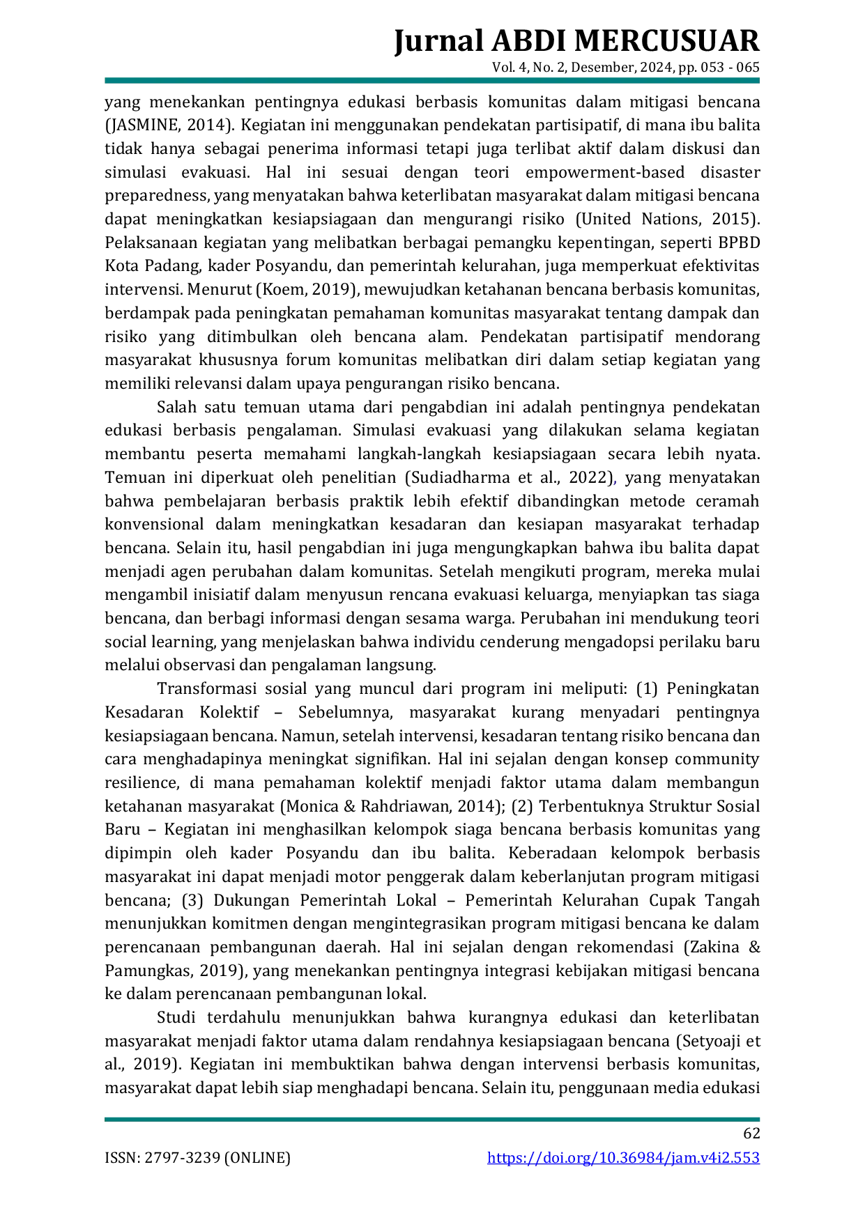 JURIS Penyuluhan Masyarakat Dalam Mitigasi Bencana Pada Ibu Balita Di Rw 3 Kampung Tanjung Cupak Tangah Kecamatan Pauh Kota Padang