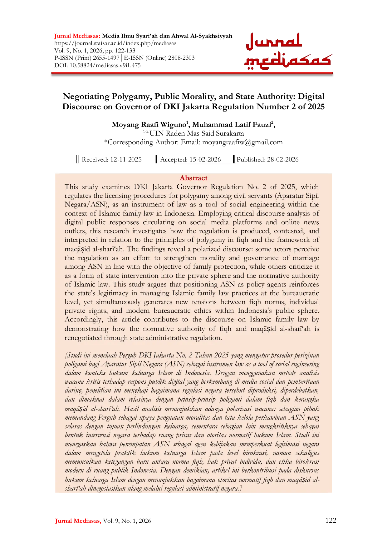 JURIS Negotiating Polygamy Public Morality and State Authority Digital Discourse on Governor of DKI Jakarta Regulation Number 2 of 2025