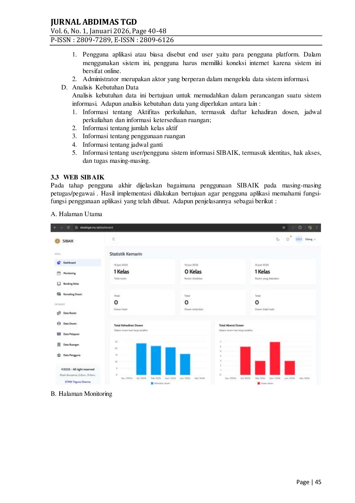 JURIS Pengembangan Fitur Sistem Monitoring Akademik SIBAIK Pada STMIK Triguna Dharma