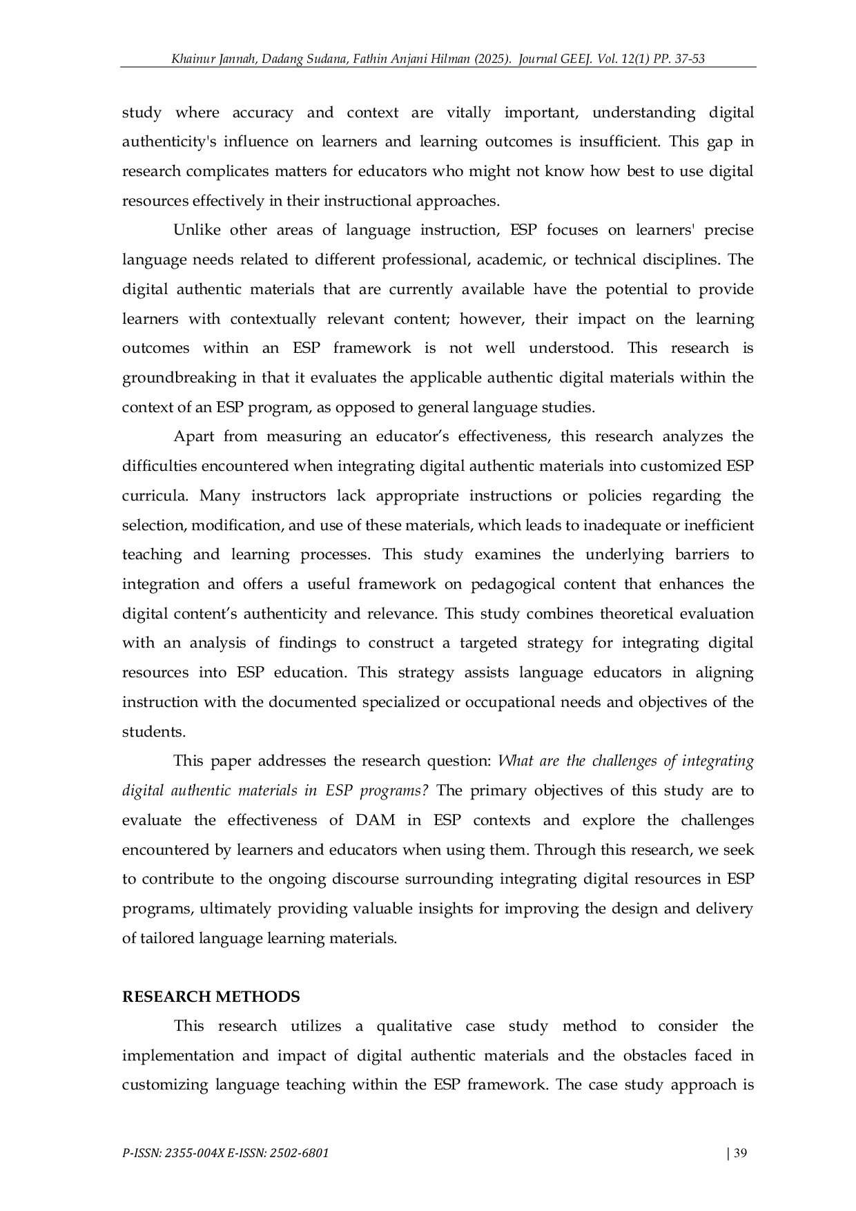 JURIS Evaluating The Efficacy Of Digital Authentic Materials Challenges In Tailored Language Learning In Esp Contexts