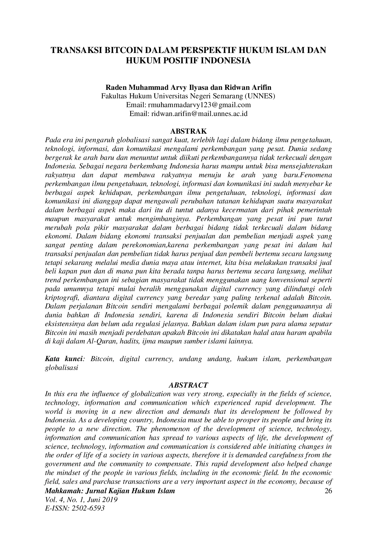 JURIS Transaksi Bitcoin Dalam Perspektif Hukum Islam Dan Hukum Positif Indonesia