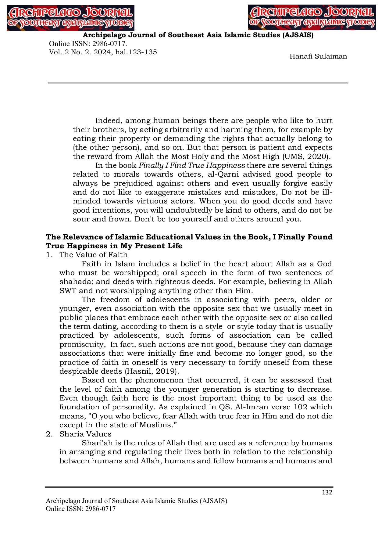 JURIS Nilai Pendidikan Islam Dalam Buku Finally I Found True Happiness Karya Dr Edhi Al Qarni