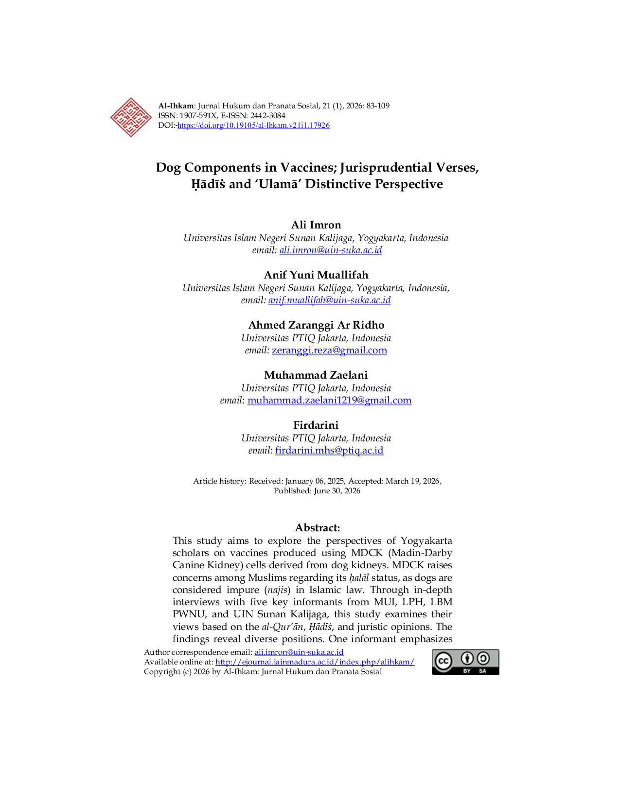 JURIS Dog Components in Vaccines Jurisprudential Verses Ad and UlamA Distinctive Perspective