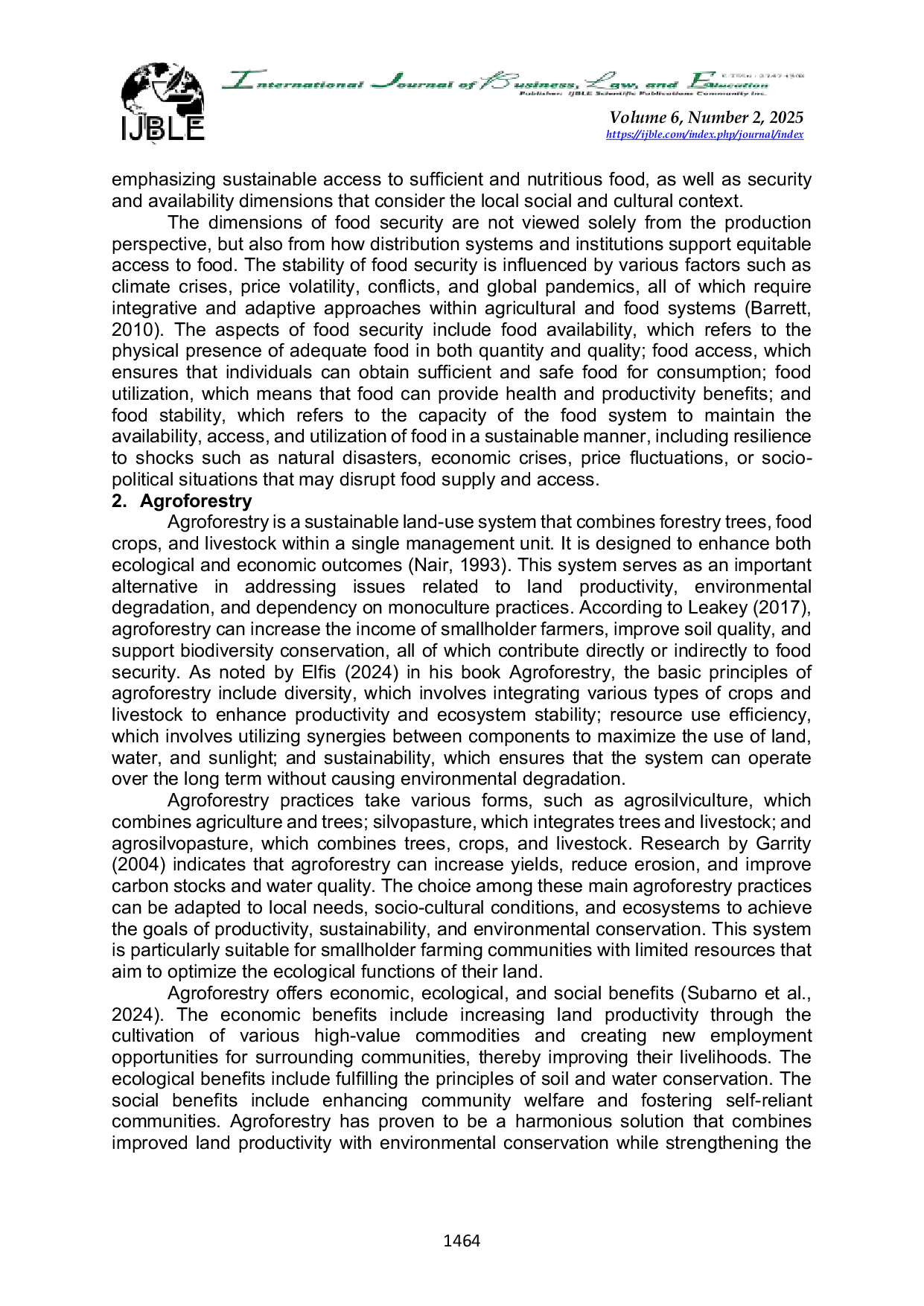 JURIS Farmer Corporation Management in Agroforestry Activities to Support Food Security