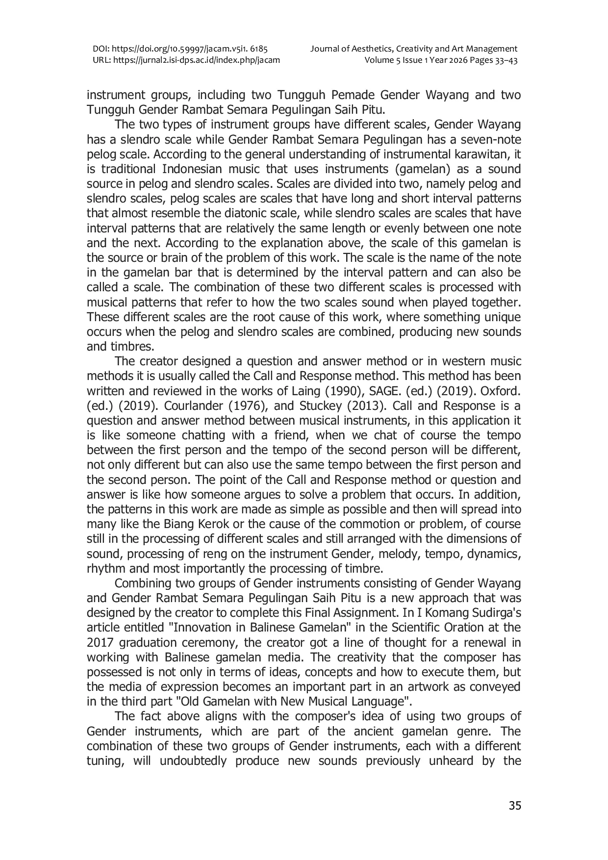 JURIS The Creative Process in the Instrumental Karawitan Biang Kerok