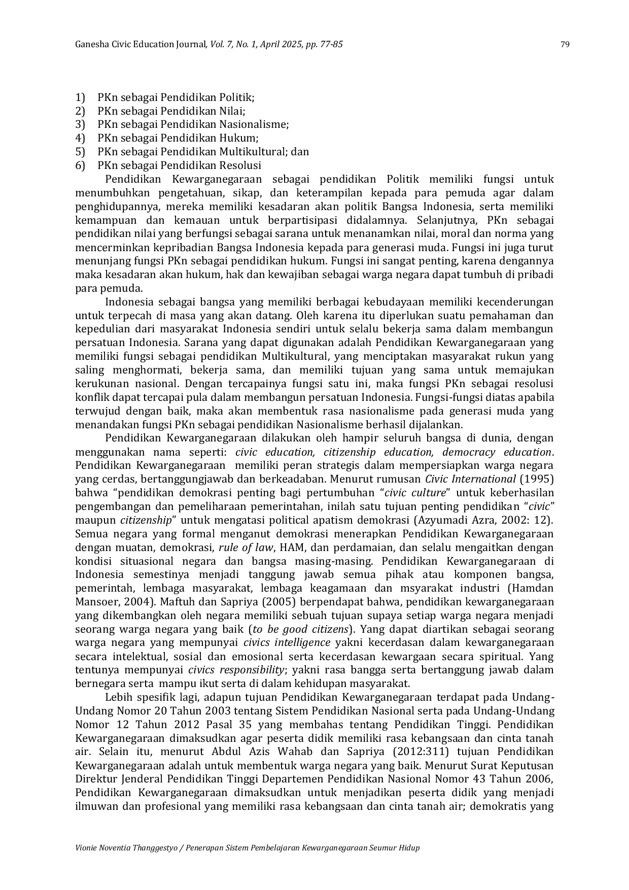 JURIS Penerapan Sistem Pembelajaran Kewarganegaraan Seumur Hidup