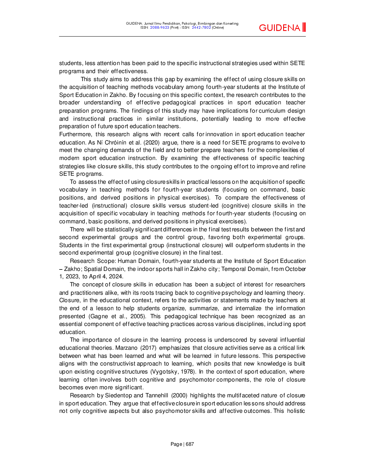 JURIS The Effect of Using Closure Skill on Acquiring Some Vocabulary of Teaching Methods Course for Fourth Year Students of the Institute of Sport Education Zakho