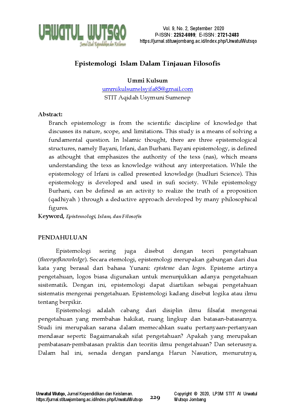 juris Epistemologi Islam Dalam Tinjauan Filosofis