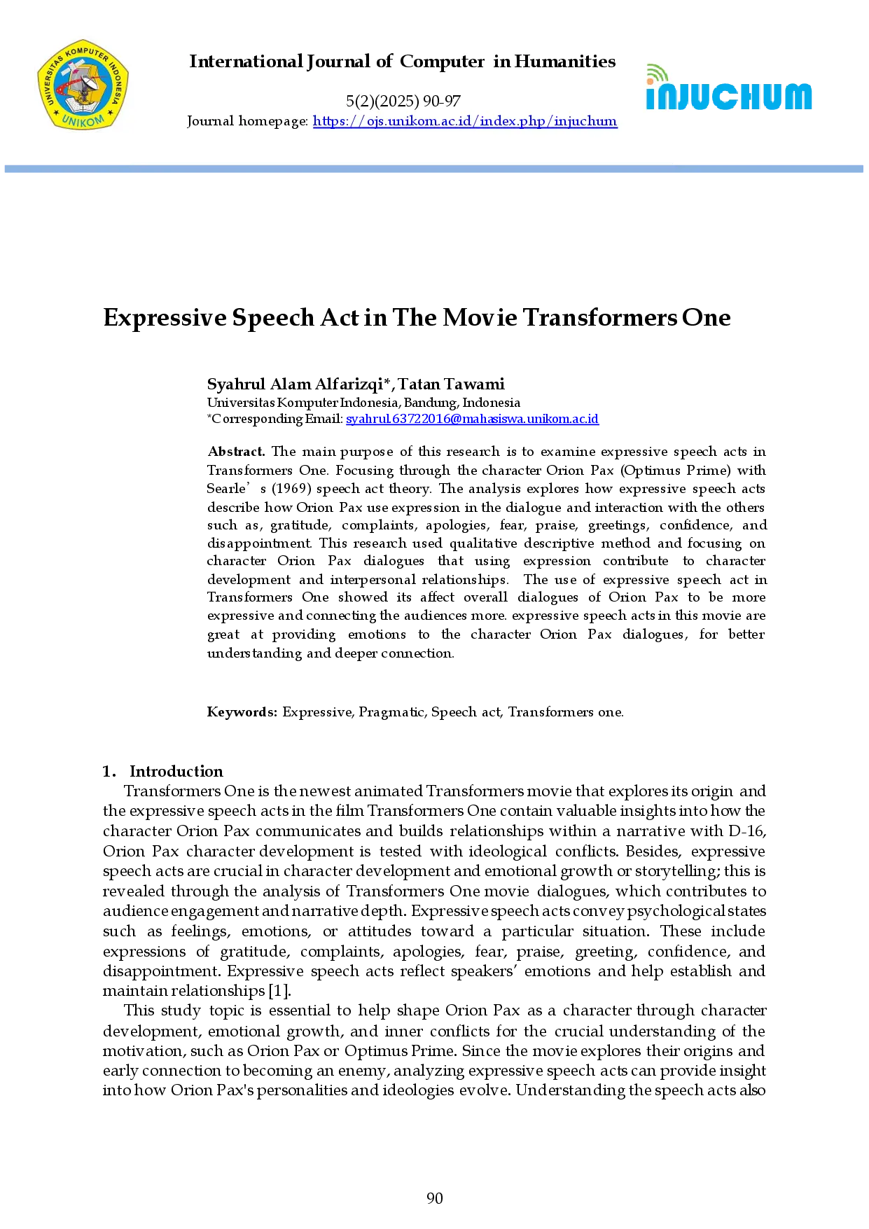 juris Expressive Speech Act in The Movie Transformers One
